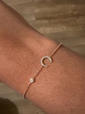 ZOELEV Diamond Initial & Bezel Bracelet LETTER C - Women Jewelry